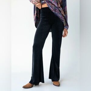 Natural Life Joplin Velvet Flare Pant Womens XL  Ribbed Knit Hippie Boho 70s